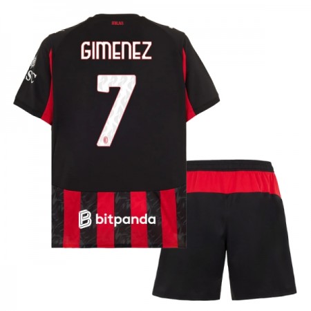 AC Milán Gimenez 7 Domácí 2025-26 - Dětské Fotbalové Dresy (S/S) AC Milán Gimenez 7 Domácí 2025-26 - Dětské Fotbalové Dresy (S/S)
